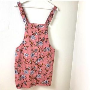 Denim jumper dress with pockets.